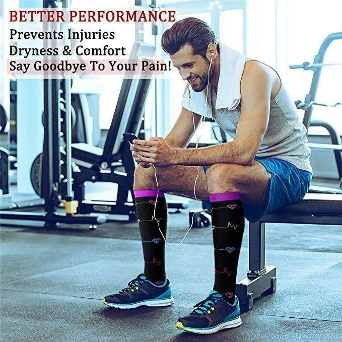 #2 Copper Compression Socks Women & Men Circulation(6 pairs) - Best for Running,Nursing,Hiking,Recovery & Flight Socks