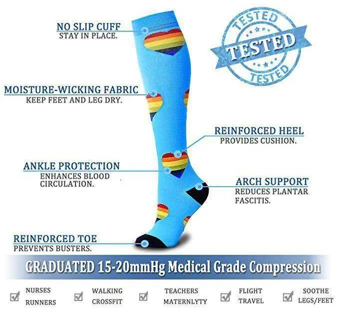 #2 Copper Compression Socks Women & Men Circulation(6 pairs) - Best for Running,Nursing,Hiking,Recovery & Flight Socks