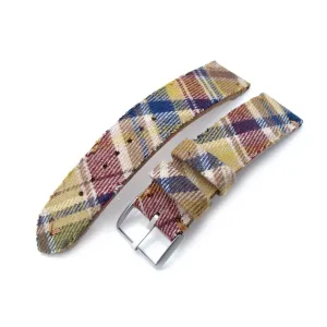 20mm, 22mm MiLTAT Stewart Camel Tartan Pattern Watch Strap, Brown Stitching