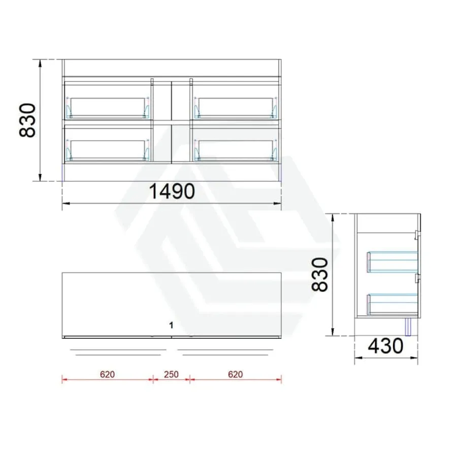 4-Drawer 1200/1500/1800mm Freestanding Bathroom Vanity Kickboard Single/Double Multi-Colour Cabinet Only