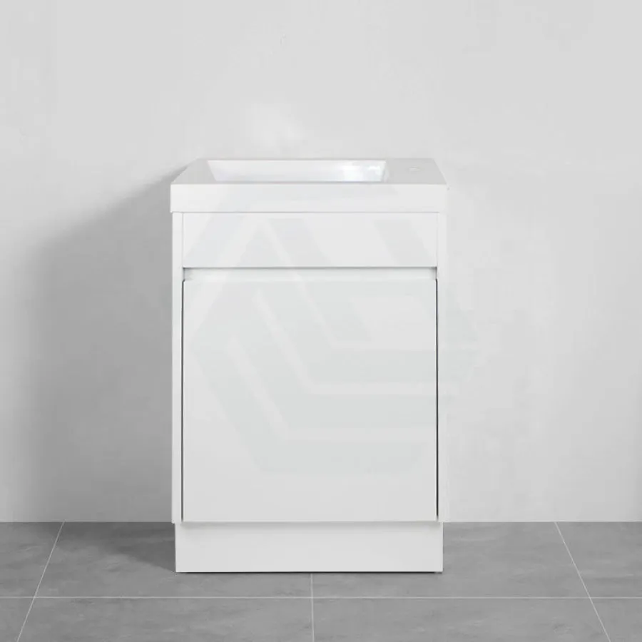 500x250x940mm PVC Filmed Floor Mini Bathroom Vanity Matt White Ceramic Top Freestanding With Kickboard