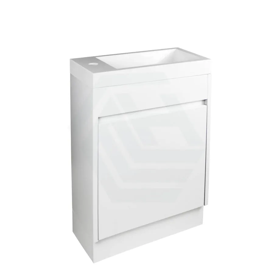 500x250x940mm PVC Filmed Floor Mini Bathroom Vanity Matt White Ceramic Top Freestanding With Kickboard