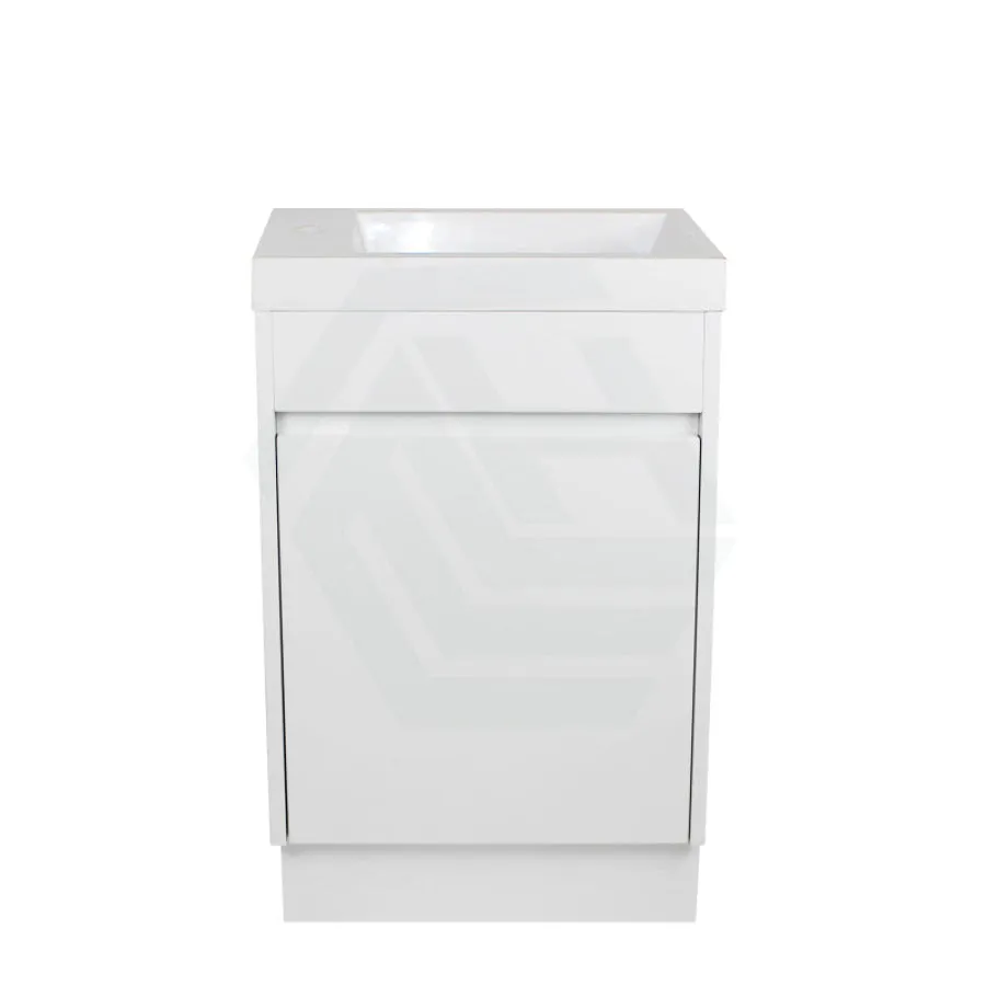 500x250x940mm PVC Filmed Floor Mini Bathroom Vanity Matt White Ceramic Top Freestanding With Kickboard