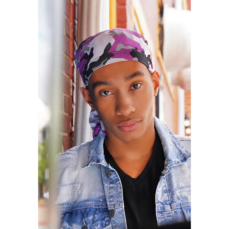 Annie Mr. Durag Strap Back Dreadlocks Tube Camo Pattern Assorted Colors #3628