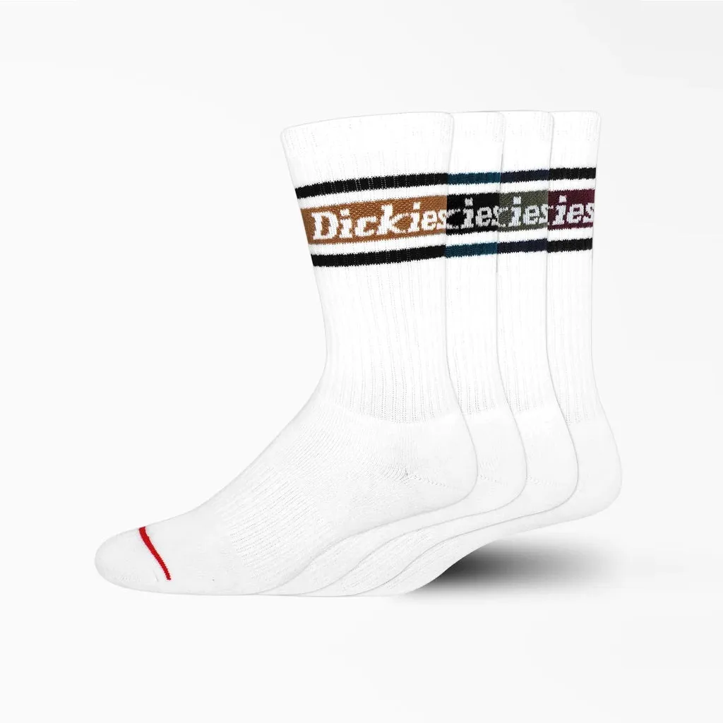 Dickies 4-Pack Skate Rugby Strip Crew Socks - White (WSF)