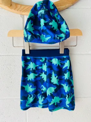 Dino Swim Cap and Swim Bottoms, 3 years