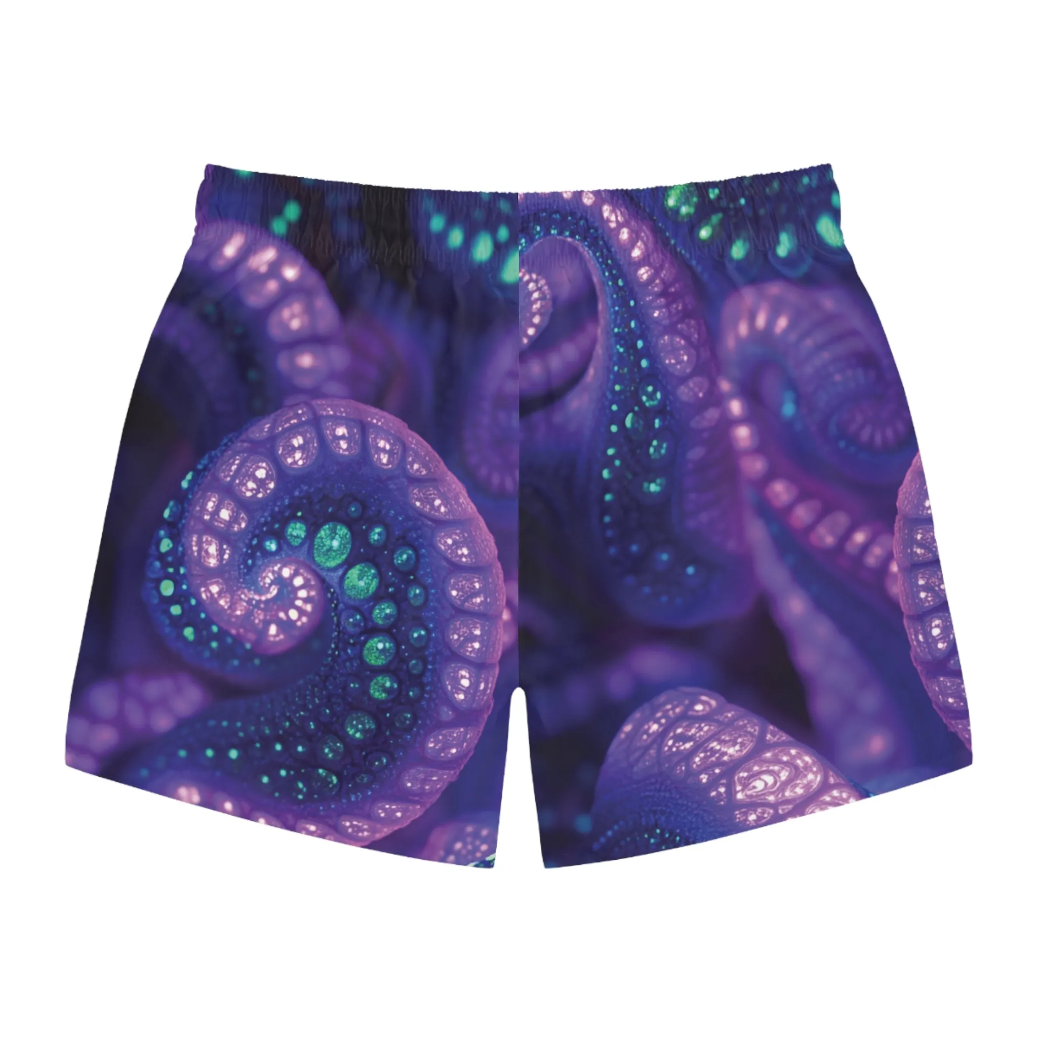 Men's Swim Trunks - Neon Purple Octopus Tentacles Design by Nina Sharae Swimwear