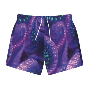 Men's Swim Trunks - Neon Purple Octopus Tentacles Design by Nina Sharae Swimwear