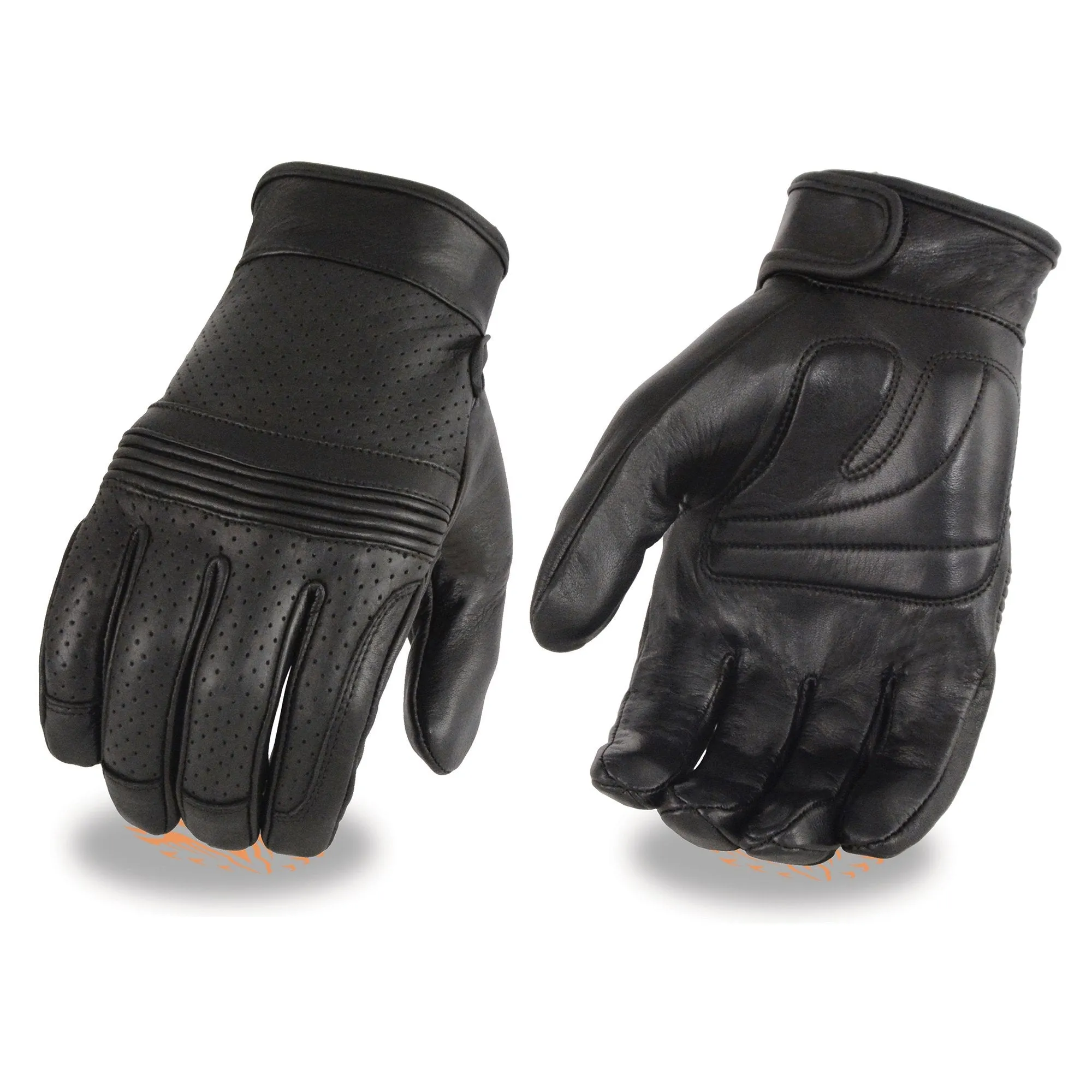 Milwaukee Leather MG7516 Men's Black Leather I - Touchscreen Compatible Gel Palm Motorcycle Hand Gloves W/ Flex Knuckles