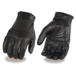 Milwaukee Leather MG7516 Men's Black Leather I - Touchscreen Compatible Gel Palm Motorcycle Hand Gloves W/ Flex Knuckles