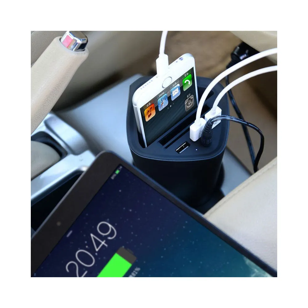 USB Charger 3 Ports Cup Holder Car Mount Stand Intelligent Charging Phone Holder