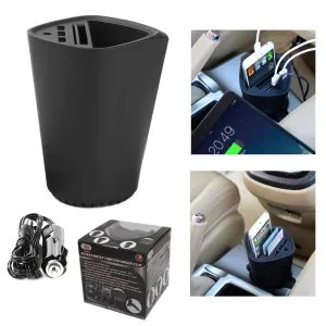 USB Charger 3 Ports Cup Holder Car Mount Stand Intelligent Charging Phone Holder