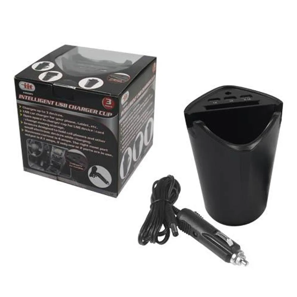 USB Charger 3 Ports Cup Holder Car Mount Stand Intelligent Charging Phone Holder